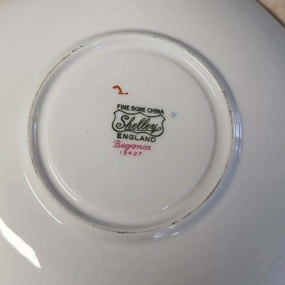 Vtg Shelley Dainty Fine Bone China Begonia Cream Soup Bowl and Plate - Picture 13 of 14